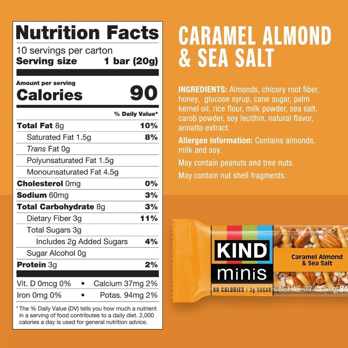 KIND Mini Snack Bars Variety Pack, Gluten Free, Low Sugar, Low Calorie Snacks, Dark Chocolate Nuts & Sea Salt, Caramel Almond & Sea Salt, Dark Chocolate Cherry Cashew, 30 Count