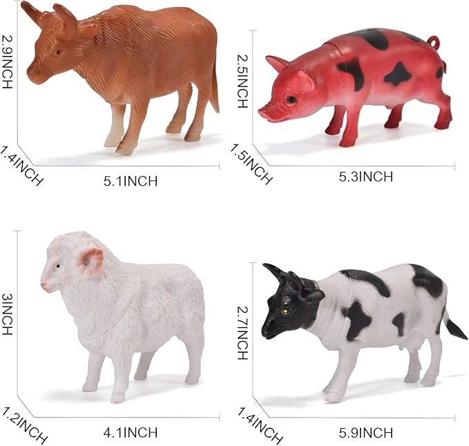12 Pack Large Farm Animals Toys for Kids 3-5 Year Old Toddlers 1-3 Realistic Plastic Farm Animal Figures Playset Animal Poultry for Learning