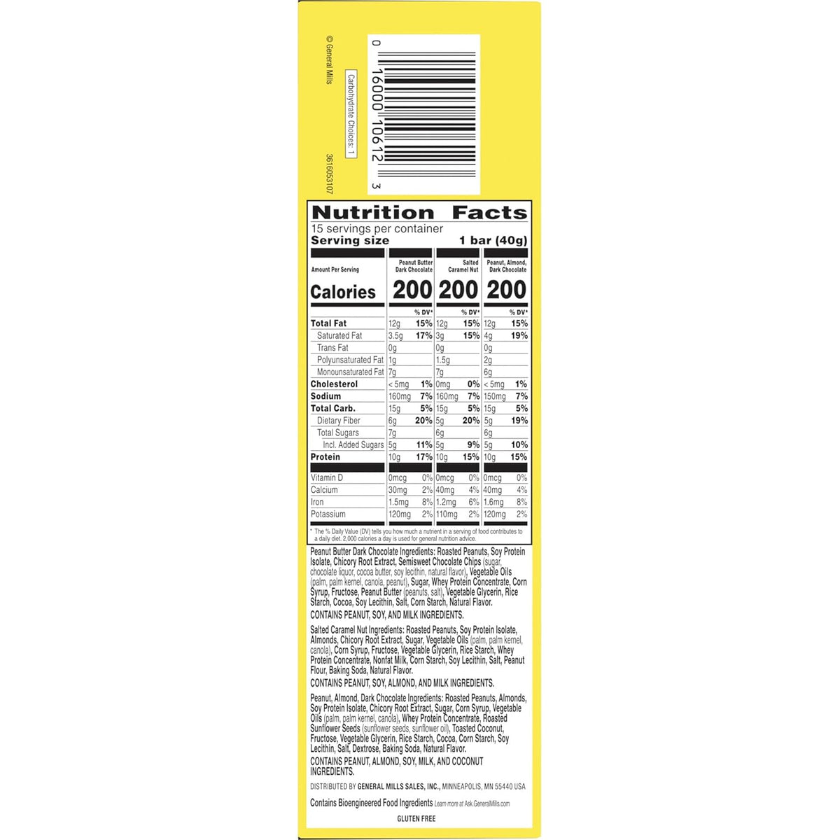Nature Valley gluten-free protein bars, 10g protein, 15-count variety pack, 21.3 oz box