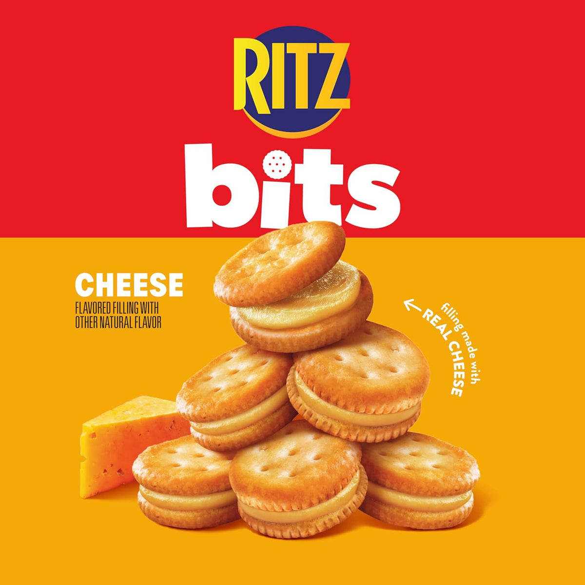 RITZ Bits Cheese Sandwich Crackers, Bulk Lunch Snacks, 40 Snack Packs (4 Boxes)