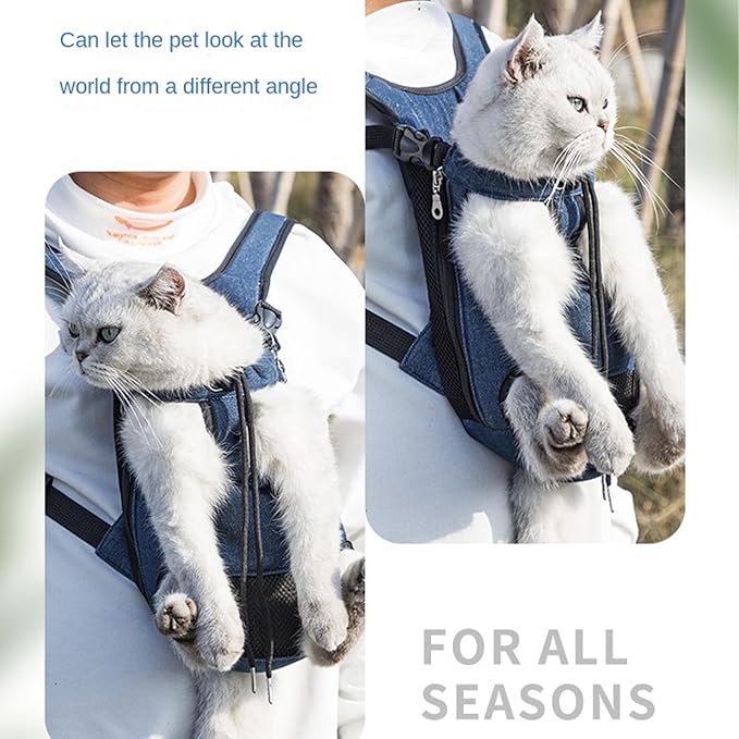 Portable Pet Carrier Backpack, Adjustable Pet Front Cat Dog Carrier Backpack Travel Bag for Small Medium Dogs Cats Puppies, Cat Backpack Carrier for Hiking Cycling (H, S)