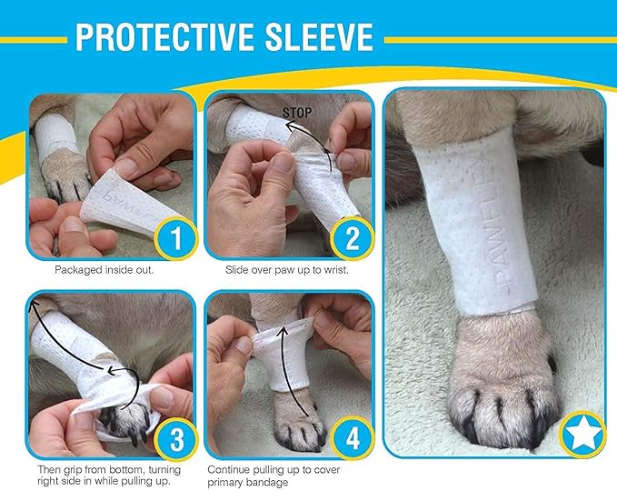 Protective Sleeve Tubular Cover - Bandages - for Dogs Cats and Other Pets First Aid Wound Care Comfortable Non-Adhesive Breathable & Water Resistant 18 Strips (yields 36-54 Covers)-(Large)