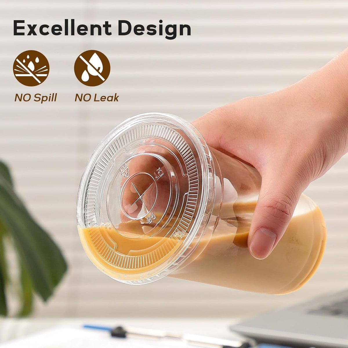 AOZITA 100 Pack - 16 oz Clear Plastic Cups with Lids and Straws, Food Safe Disposable Iced Coffee Cups for Cold Beverages, Smoothies, Iced Coffee, Leak-Proof, BPA-Free