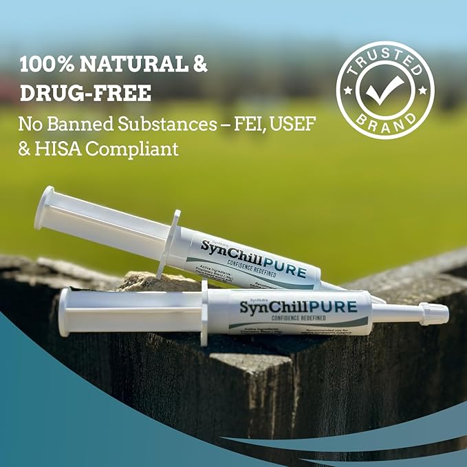 SynNutra Equine SynChill Pure 3 Pack – Non-Sedative Disposition Support for Horses – Plant-Based, Show-Safe Formula for Calm, Confident Performance – 100% Natural & Competition Safe