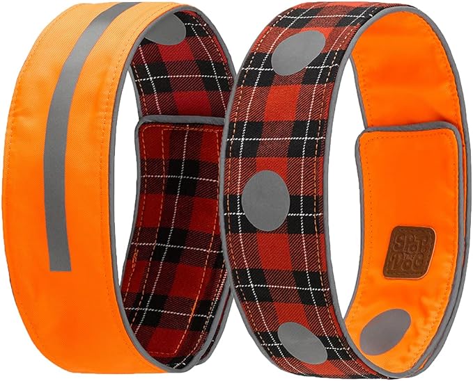SPOT THE DOG! Reflective Dog Collar - Adjustable Pet Collars, Safe, Durable, Comfortable Dog Walking Accessories for Large Dog, Hunting Dog, Puppy, Boy, Girl Dog Collars (Blaze Orange, Red Plaid, XL)