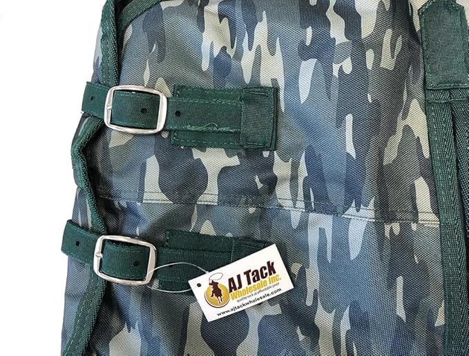 AJ Tack 1200D Waterproof Winter Pony Blanket - 300g Heavyweight Turnout with Fleece Collar, Shoulder Gussets & Tail Flap - Camouflage 62"