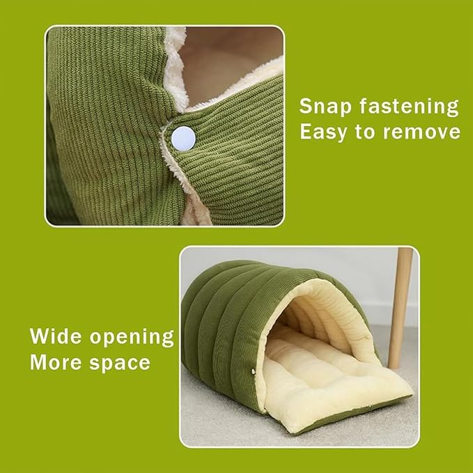 Removable and Washable Winter Closed-Off Cat Bed, Cat Winter Cave, Cute Cat Beds for Indoor Cats, Disassembled Design for Easier Cleaning, with Hair Remover (Purple, 17.7 * 11.8 * 7.5 in)