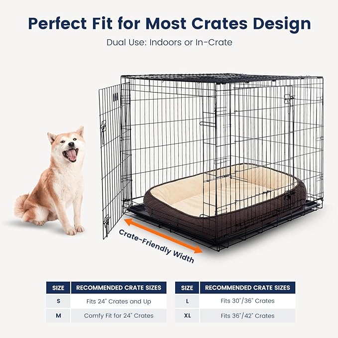 Orthopedic Dog Bed for Large Size Dog Washable Cover, Egg Crate Foam Cat Bed for Senior Cat,Oval Kennel Bed, Pet Couch Bed with Four Sided Bolster, Removable Washable Cover Non-Slip Bottom, Brown