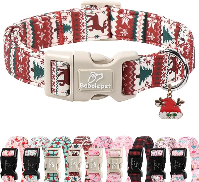 Christmas Dog Collar for Giant Large Dogs - Cute Fair Isle Style Christmas Collars for Dogs, Soft Adjustable Winter Holiday Dog Collars with Quick Release Buckle XL