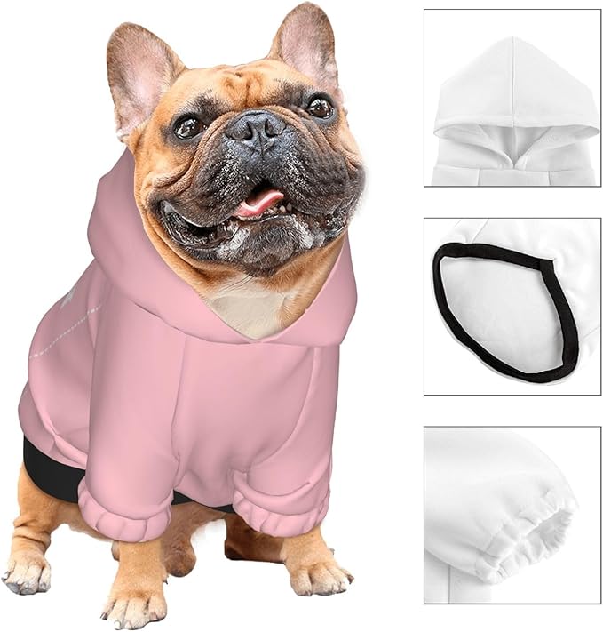 Personalized Dog Hoodie, Custom Dog Costumes for Small Dogs, Holiday Happy Dog Clothes Football Pet Shirt Sweater with Name Number for Girl/Boy Cats/Kitten, Pink, L