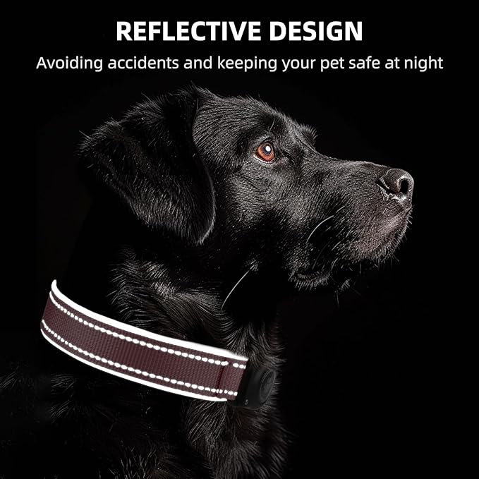 Airtag Dog Collar - 100% Waterproof Air tag Dog Collar Holder for Apple AirTag, Reflective, Soft Padded, Everlasting, GPS Dog Collar for Small Medium Large Dogs (Pink, L)