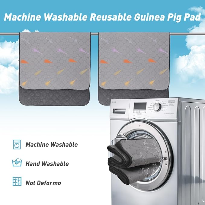 2Pcs Guinea Pig Cage Liners,Guinea Pig Fleece Cage Liners24''X60'' Super Absorbent Washable Pee Pads Reusable for Rabbit Hamster Chinchilla
