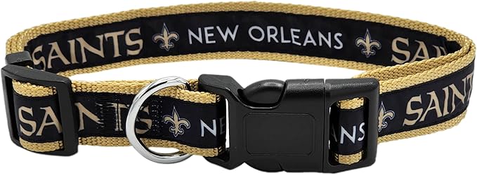 Pets First NFL New Orleans Saints Licensed PET COLLAR, Medium - Heavy-Duty, Strong, and Durable Dog Collar. Available in 31 Football Teams and 4 Sizes