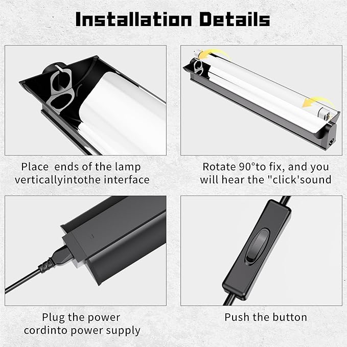 T5 UVB Reptile Lighting Fixture, UVB Light for Reptiles, 24W 5.0 UVB Lighting Combo Kit for Desert & Tropical Reptiles (Lizard, Bearded Dragon, Tortoise), 22INCH
