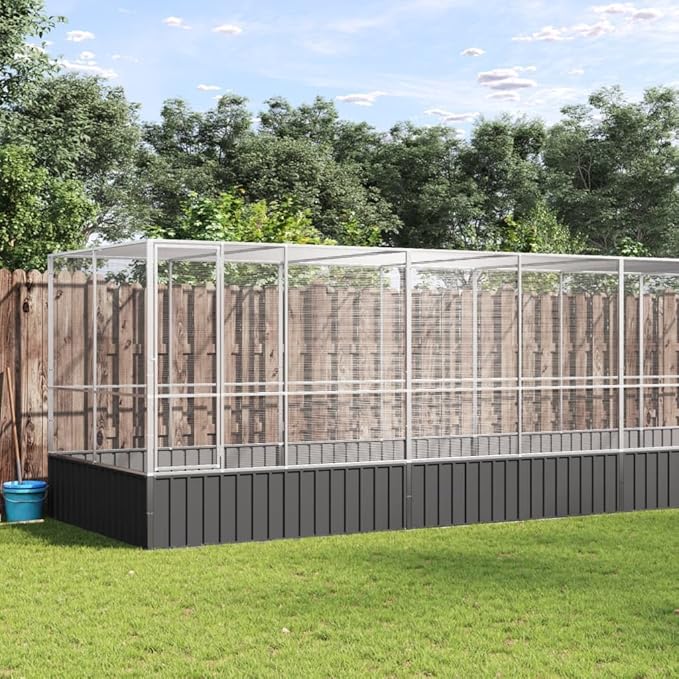 Outdoor Aviary Bird Cage, Galvanized Steel Outside Ample Activity Space Birdcage, 409.1"x81.5"x83.5", -271
