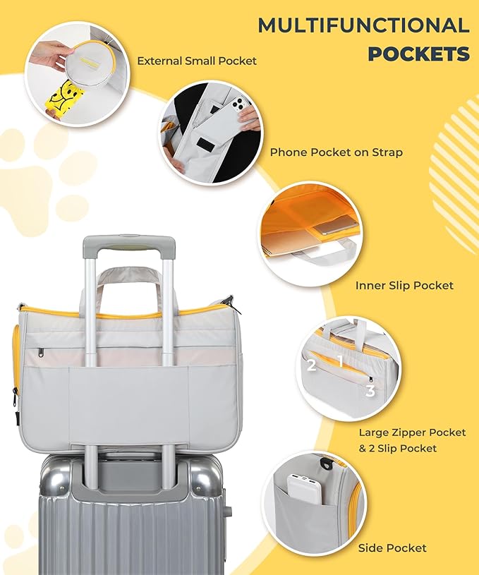 Small Dog Sling Carrier, Front Facing Dog Carrier Sling, Hands Free Pet Carriers Bag with Padded Adjustable Strap and Poop Dispenser Machine Washable for Small Dogs Cats Travel Outdoor-Grey