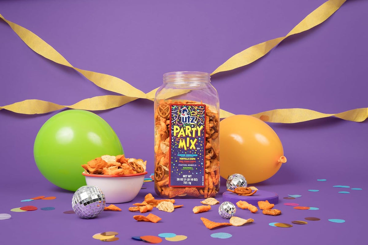 Utz Party Mix - Tasty Snack Mix Includes Corn Tortillas, Nacho Tortillas, Pretzels, BBQ Corn Chips and Cheese Curls, Cholesterol Free and Trans-Fat Free, 1.62 Pound (Pack of 1)