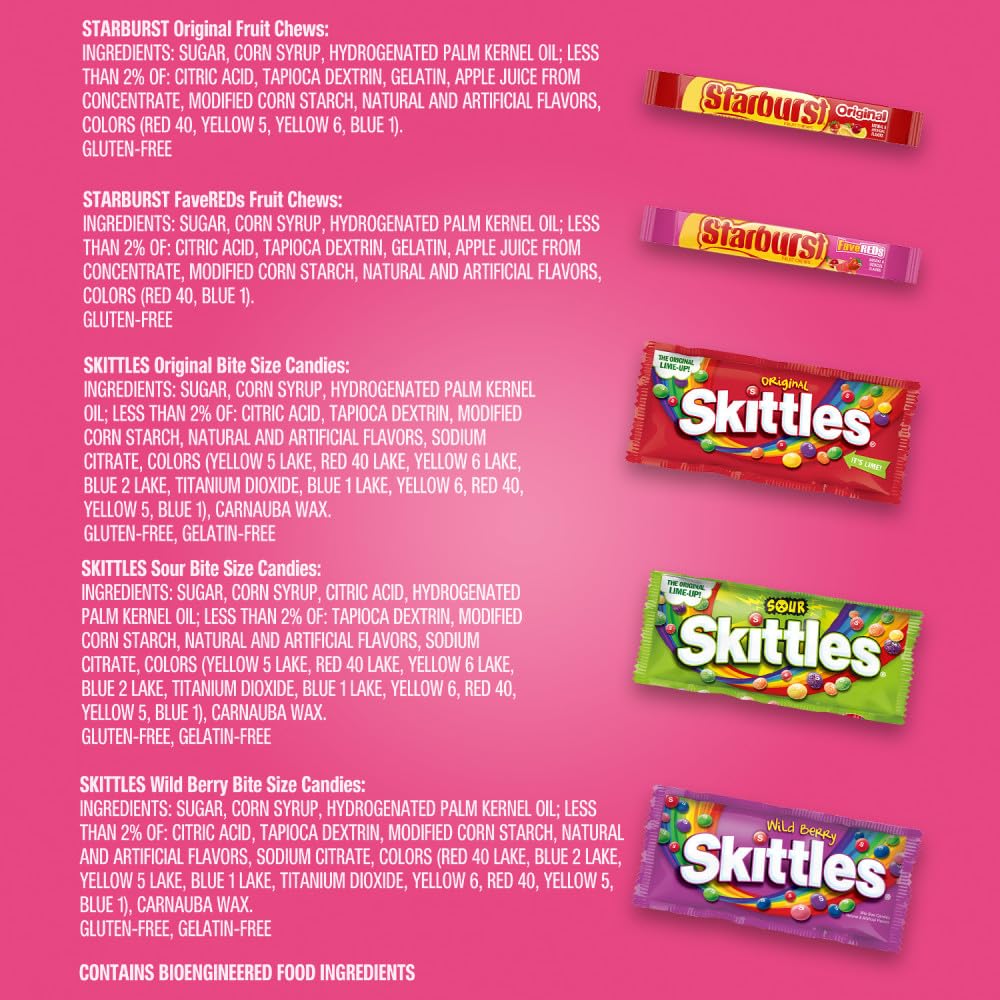 SKITTLES & Starbust Assorted Candy Variety Pack for Holidays, Gifts, Parties, Candy Assortment, 37.05 oz (18 Count) Bulk Box