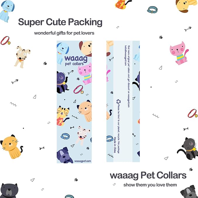 waaag Cat Collars, Gold Moons and Stars Cat Collar, Safety Breakaway Cat Collar, Glow in The Dark (Standard 9"-15" Neck, Emerald)
