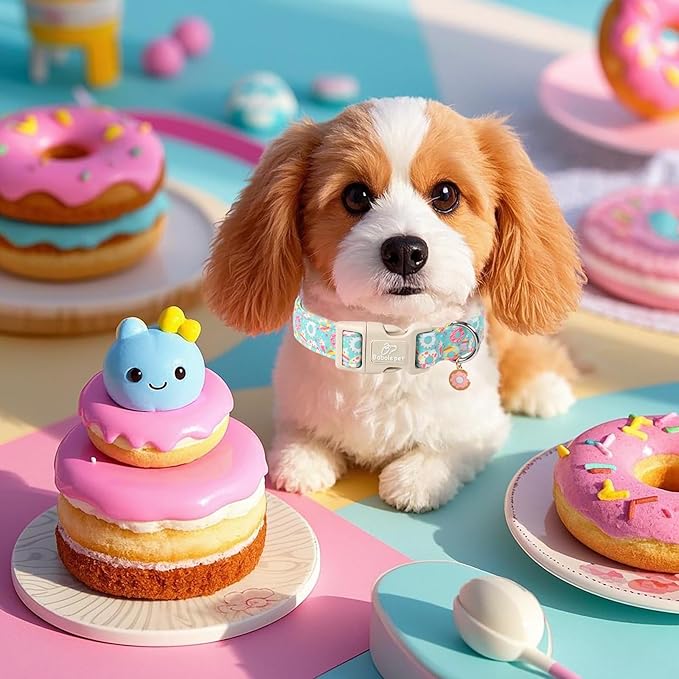 Adjustable Summer Dog Collar, Cute Mint Dessert Dog Collars for Giant Large Dogs, Lightweight Quick-Release Buckle Collar for Boy&Girl Dogs XL