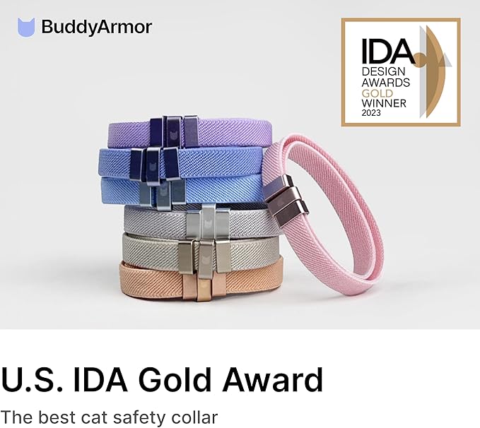 Safety Cat Collar - U.S. IDA Gold Awarding Design, Stretch Elastic Quick Release, Non Breakaway - Light Weight for Kitten, Neck Fit 5.9'-11.8' for All Small Large Cat,S(Linen)