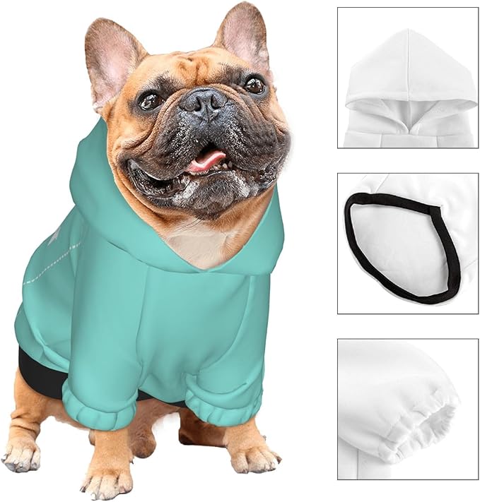 Dog Costume, Custom Dog Hoodie, Dog Name Costume Holiday Pet Pajamas Outfit, Personalized Pet Coat Costumes for Small Medium Large Dogs and Cats for Winter, Turquoise, M