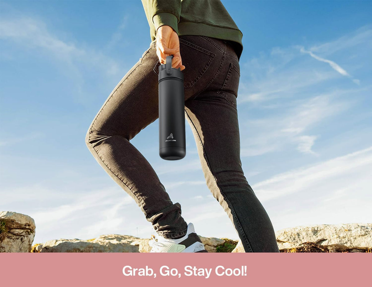 26 oz Insulated Water Bottle with 2-in-1 Straw and Spout Lid, Keep Cold 24H, Leak-Proof, Fits in Car Cup Holder, Stainless Steel Water Bottle for Sports, Travel, and School (Cotton Candy)