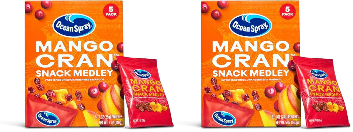 Ocean Spray® Pineapple Cran™ Snack Medley, Cranberry and Pineapple Dried Fruit Snack, 1 Oz Pouches, 5 Count