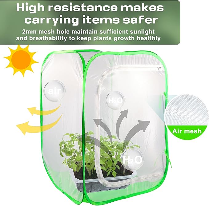 Mesh Plant Tent Enclosure, Pop-Up Cage Plant Cover, Outdoor Garden Protection Guard for Pests, Bird, Pest (16 x 16 x 24 Inches)