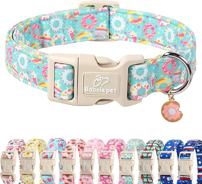 Adjustable Summer Dog Collar, Cute Mint Dessert Dog Collars for Puppy Small Dogs, Lightweight Quick-Release Buckle Collar for Boy&Girl Dogs XS