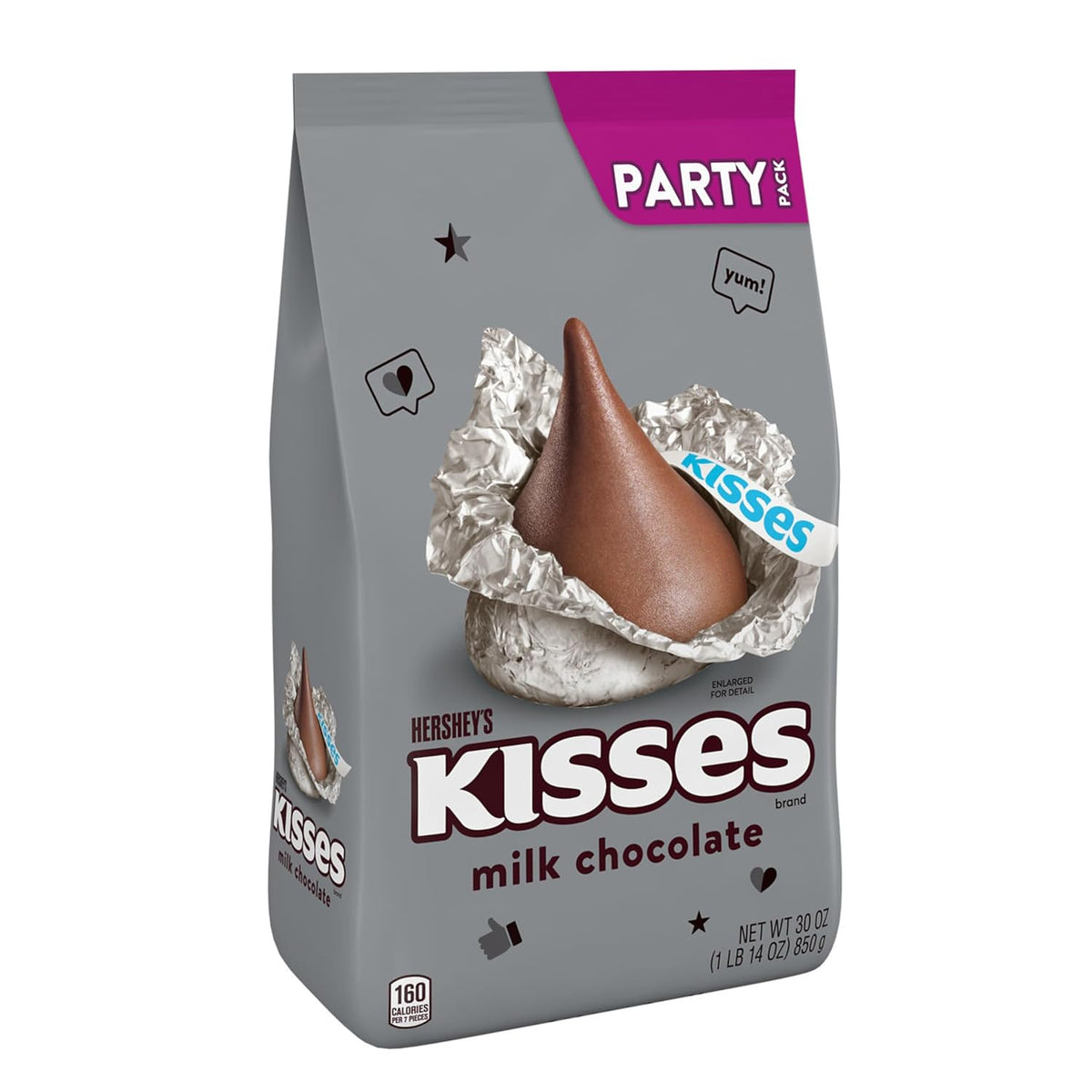 HERSHEY'S KISSES Milk Chocolate Candy Party Pack, 30 oz