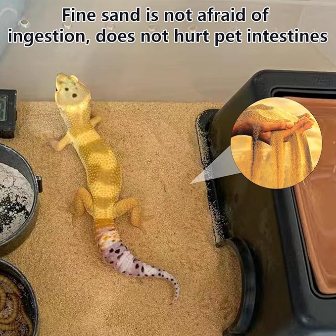 BNOSDM Reptile Sand Bearded Dragons Substrate Sands Lizard Terrarium Bedding Desert Blend for Snakes Geckos Chameleon Tortoise Frogs Scorpion Invertebrates Amphibian 2.2lb (Yellow)