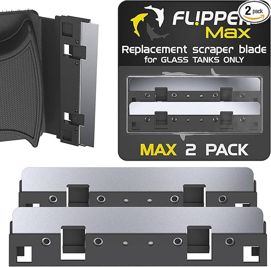 Flipper Max Aquarium Algae Remover for Fish Tank Cleaner Replacement Blades, Pack of 2 - Glass Scraper Blades for Cleaning Kits - Water Cleaning Accessory