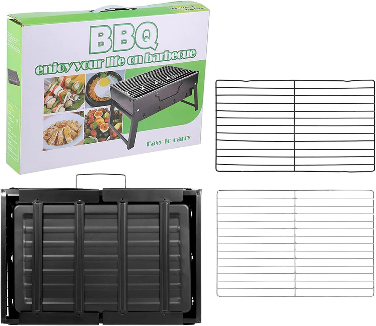 Uten Charcoal Grill, BBQ Grill Folding Portable Lightweight smoker Grill, Barbecue Grill Small desk Tabletop Outdoor Grill for Camping Picnics Garden Beach Party 17''x11.6''x 2.6''