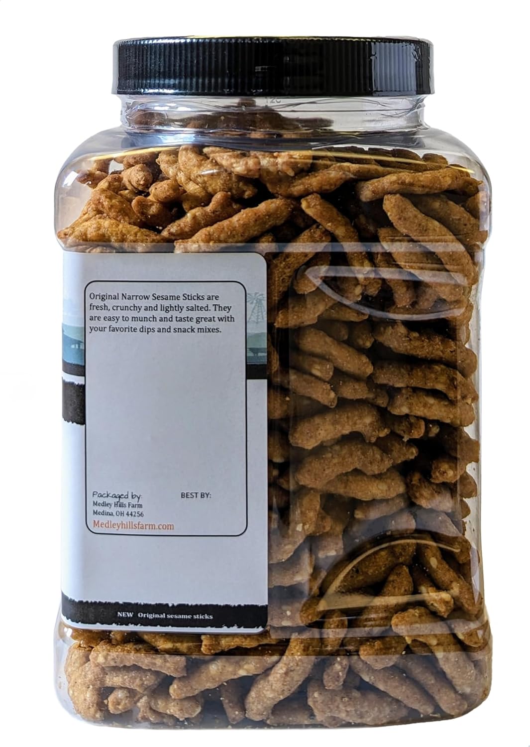 Sesame Sticks Original 1 lb. By Medley Hills Farm in Reusable Container - Delicious and Fresh Sesame Sticks Snacks - Ideal for Midday Snacking