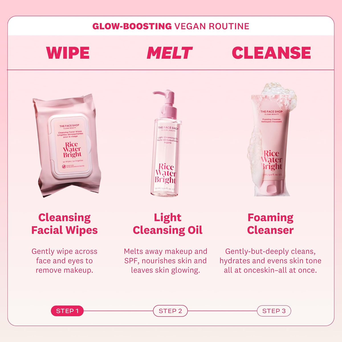 The Face Shop Rice Water Bright Makeup Remover Wipes for Face with Rice Extract, Brightening, Moisturizing, Infused with Cleansing Milk, Vegan Disposable Cleansing Facial Wipes, Korean Skin Care