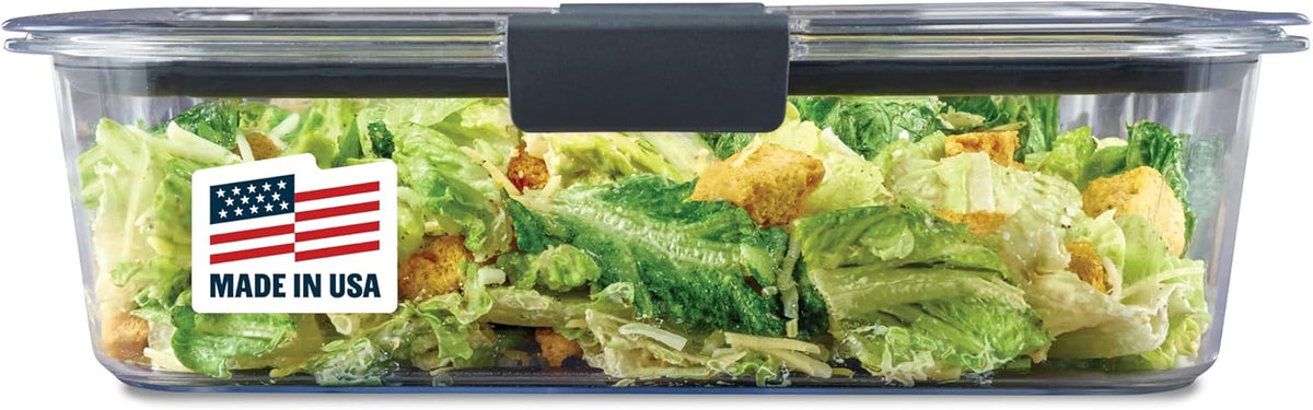 Rubbermaid Brilliance BPA-Free Food Storage Containers with Lids, Airtight Clear Set of 2 (9.6 Cup), Ideal for Lunch, Meal Prep, and Leftovers