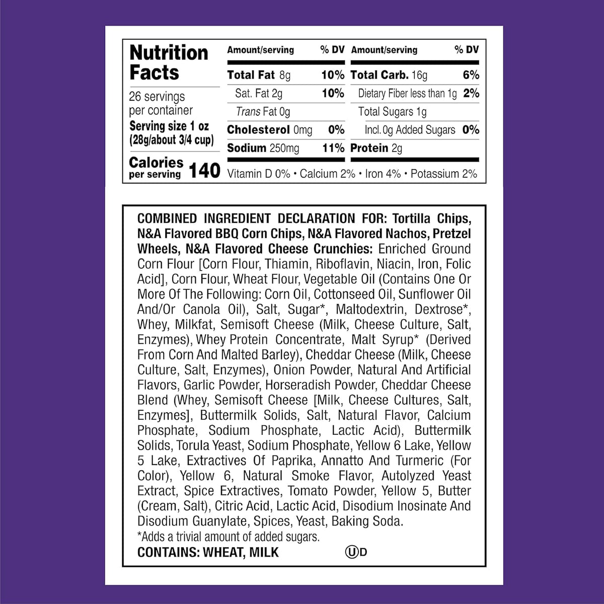 Utz Party Mix - Tasty Snack Mix Includes Corn Tortillas, Nacho Tortillas, Pretzels, BBQ Corn Chips and Cheese Curls, Cholesterol Free and Trans-Fat Free, 1.62 Pound (Pack of 1)