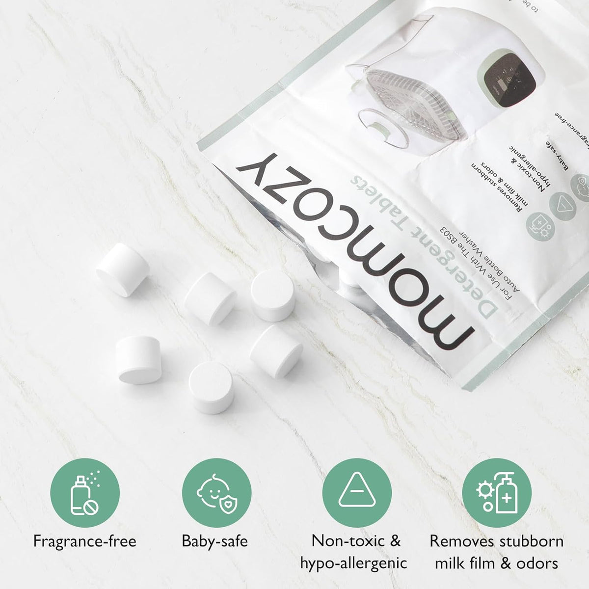 Momcozy Official Washing Block – 120 Detergent Tablets for KleanPal Pro Baby Bottle Washer
