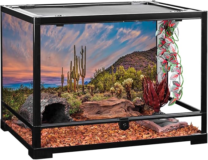 AWERT 48x24 inches Terrarium Background Blue Sky Cloud Huge Cactus Oasis Gobi Reptile Habitat Background Vinyl