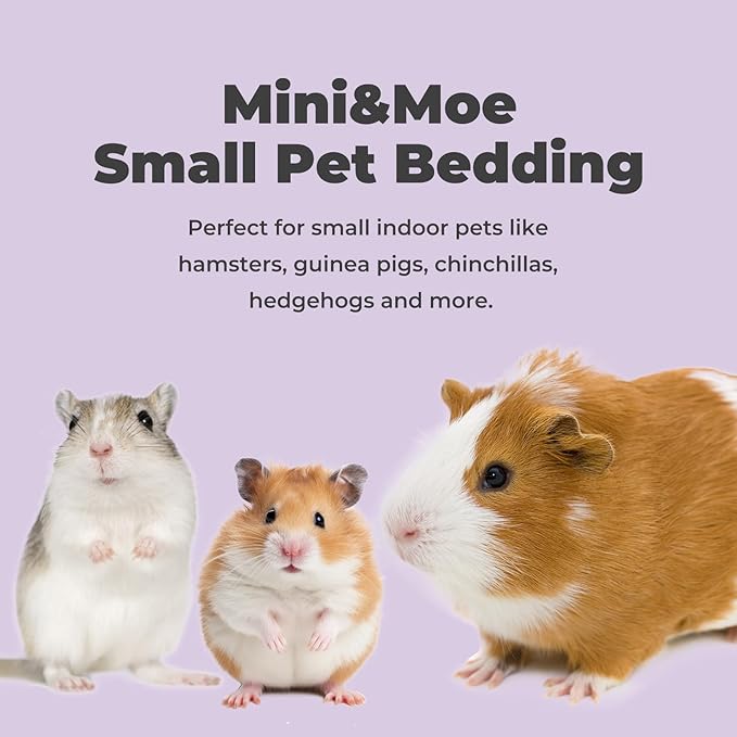 mini&moe Rabbit Bedding 23 Liters: Hamster Bedding Dust-Free and Odor Control Moisture Absorbent Natural Paper Small Pet Bedding - for Guinea Pigs, Hamsters, Rabbits, and Small Animal