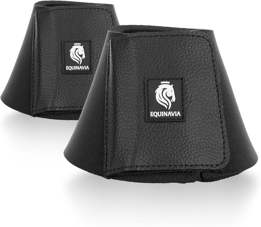Equinavia Toki Bell Boots for Horses | Neoprene Overreach Boots - Black - XXL