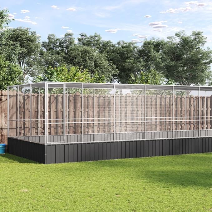 Steel Aviary with Extension, Large Flight King Bird Cage for Cockatiels African Grey Quaker Amazon Sun Parakeets Green Cheek Conures Pigeons Parrot Bird Cage, 366.9"x120.9"x83.5",-87