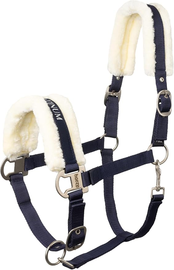 HORZE Howard Soft Fleece Padded Adjustable Polyester Horse Halter - Peacoat Dark Blue - Shetland