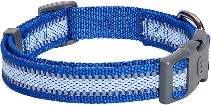 Blueberry Pet Small Dog Collar in Reflective Navy Blue | Adjustable Nylon Strap for Night Walking | Durable & Safe Puppy Training Collar
