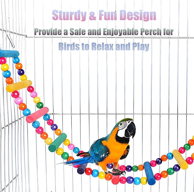 Bird Toys for Parrots Parrot Bridge, Swing Toys, and Ladders for Macaws, African Greys, Budgies, Cockatiels & Parakeets - Wooden Bird Ladder and Swing Toys for Play and Training (12.5Inch - 5 Ladders)