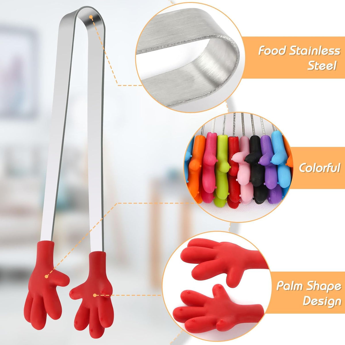Shindel Small Tongs, 5.1" Mini Metal Tongs for Serving Food, Cute Kitchen Tool for Candy, Snacks, Chips, Cookies, Appetizers, Fruit, Pickles & Ice Cubes, Great for Party, Buffet & Dessert Table