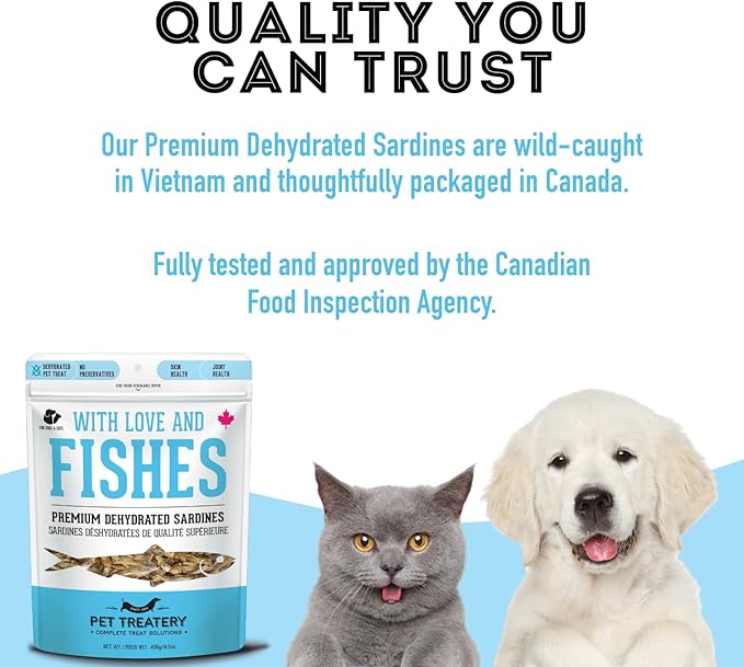 The Granville Island Pet Treatery Sardines for Dogs & Sardines for Cats (14.11 oz, Pack of 1) - Dehydrated Single Ingredient Dog Treats - All Natural Dog Treats, Grain Free – Puppy Training Treats