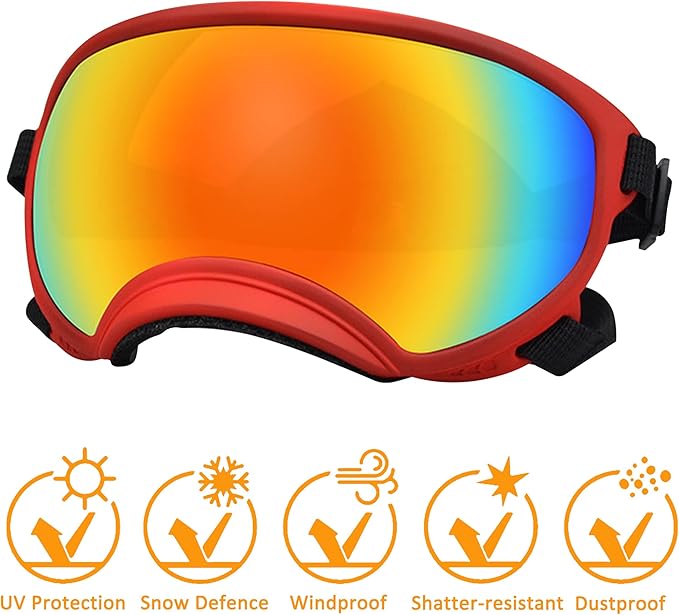 Large Dog Sunglasses, Dog Goggles with Adjustable Strap UV Protection Winproof Dog Puppy Sunglasses, Suitable for Medium-Large Dog Pet Glasses, Dogs Eyes Protection