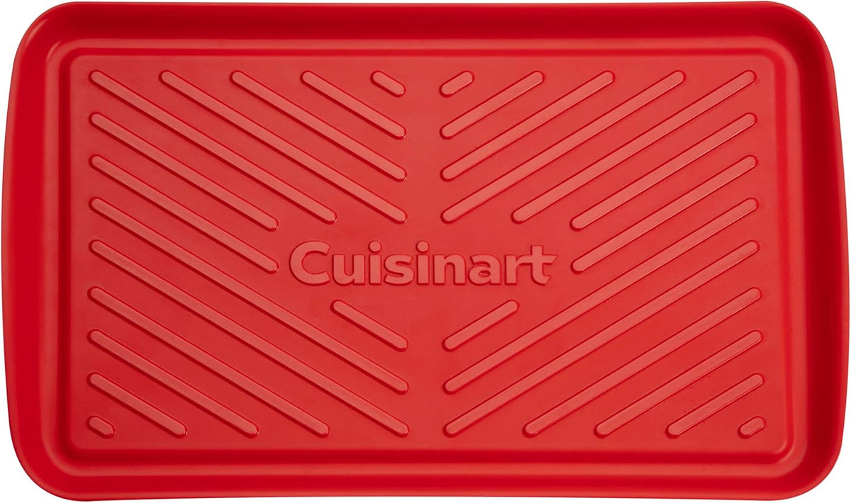 Cuisinart Grilling Prep & Serve Trays, 17x10.5 inch BBQ Tray Safe for Food Handling, 2 Dishwasher Safe Nesting Trays Black & Red, Perfect Grilling Accessories for Cooked & Raw Meat, Fits 6 Burgers